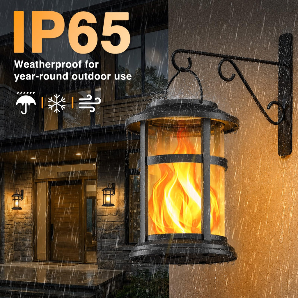 Solar Lanterns Outdoor Waterproof with Flickering Flame, 4 Pack