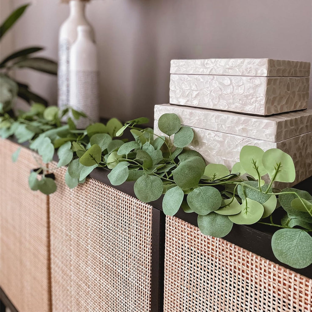 Eucalyptus Garland,Artificial Eucalyptus Leaves Table Greenery Garland Wreath Vines for Wedding Party Table - Set of 36