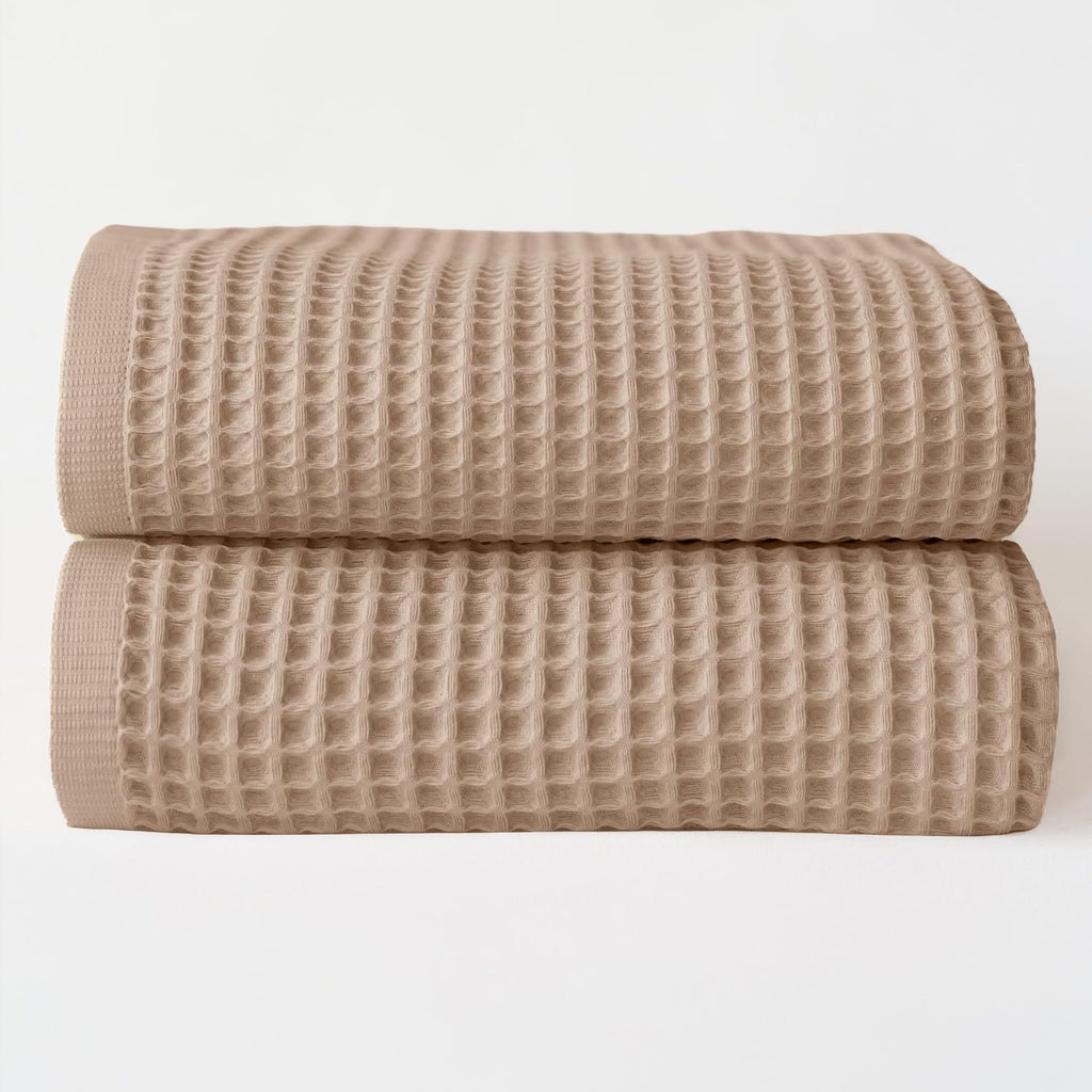 Premium Waffle Bath Sheet Towels Pack of 2 Extra Large 35x71 inch - 100% Turkish Cotton, Waffle Weave, Quick Dry
