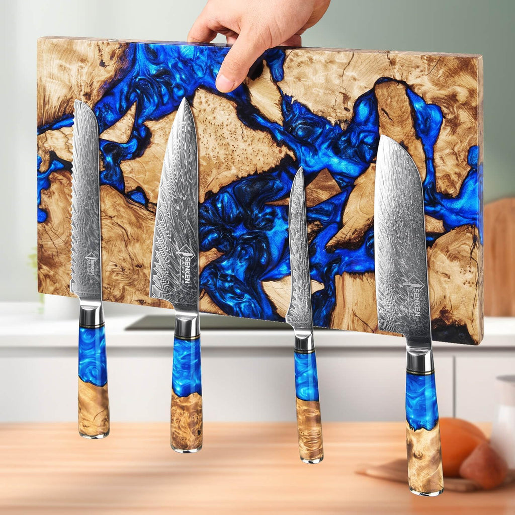"Dark Tsunami" Extra Large Magnetic Knife Block - Holds Up to 16 Knives - Knife Block without Knives, Beautiful Dark