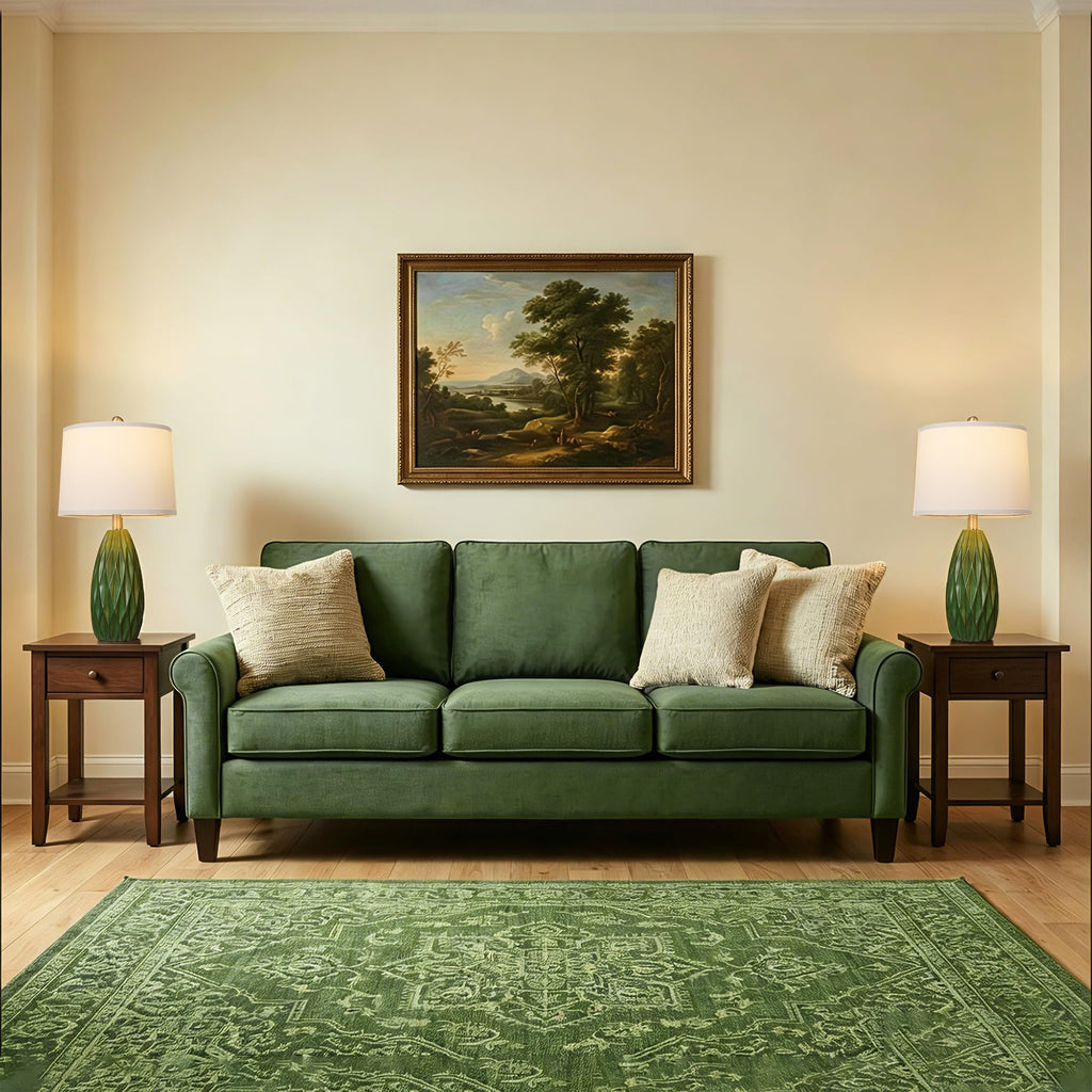 Modern Resin Table Lamp Set of 2, Nightstand Bedside Lamp, Green