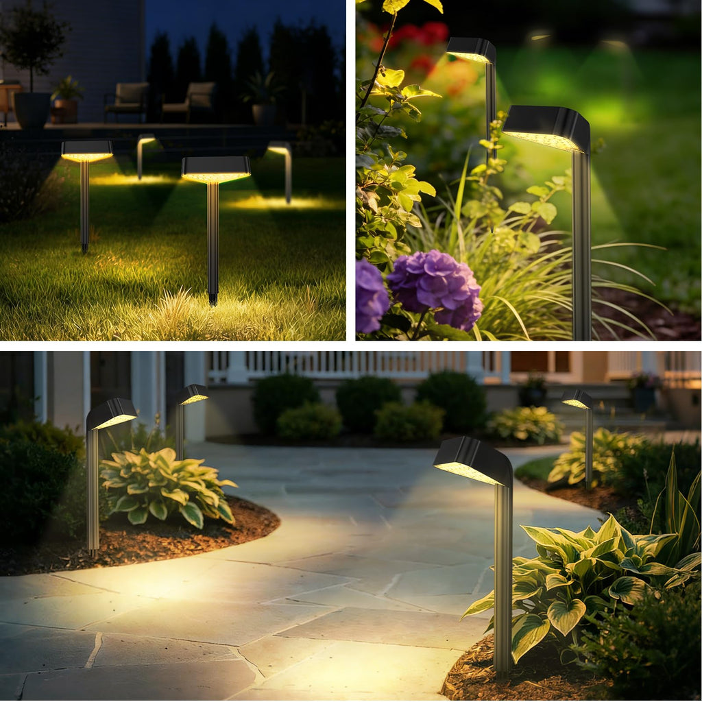 Solar Pathway Lights Outdoor 8 Pack 15 LED Brighter Path Lights Up to 12Hrs