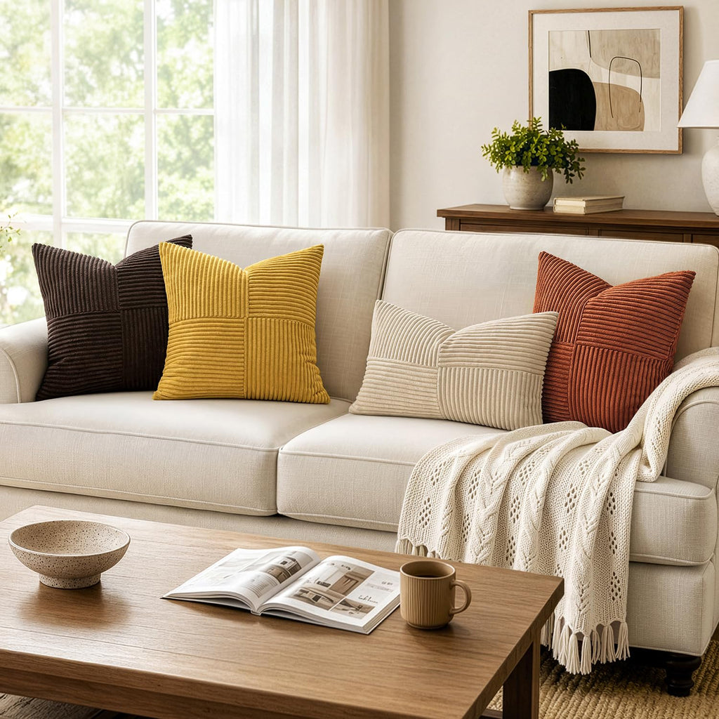 Mustard Yellow Decorative Throw Pillow Covers for Couch 18x18 Inch