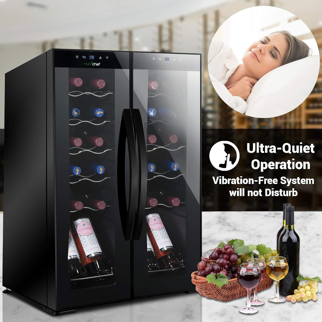 24 Bottle Wine Fridge | Dual Zone Wine Chiller | Adjustable Temperature 41°F to 