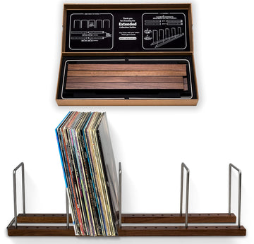 Extended Vinyl Record Storage, 100-150 LP, Solid Walnut Base