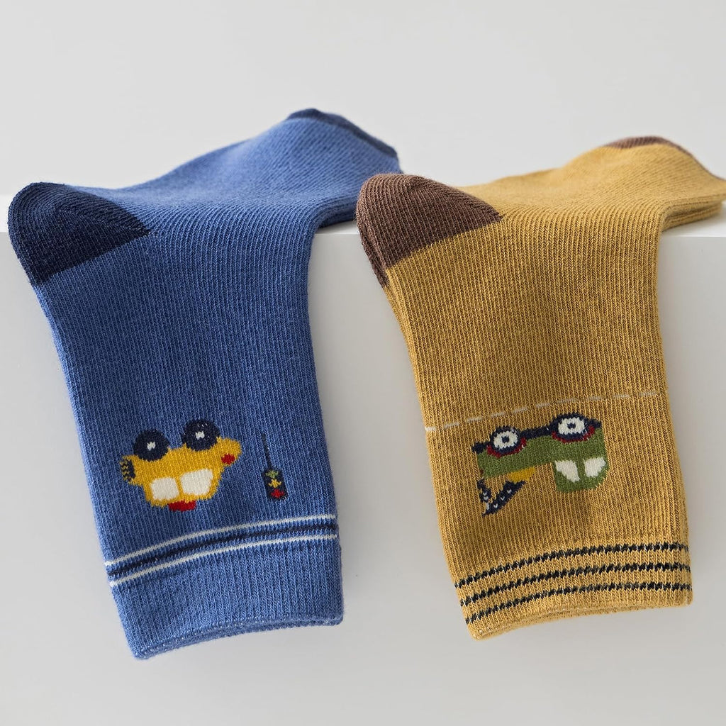 Toddler Boys Cotton Socks Little Kids Big Boys Crew Dress Socks Colorful Striped Cartoon Dinosaur Car socks