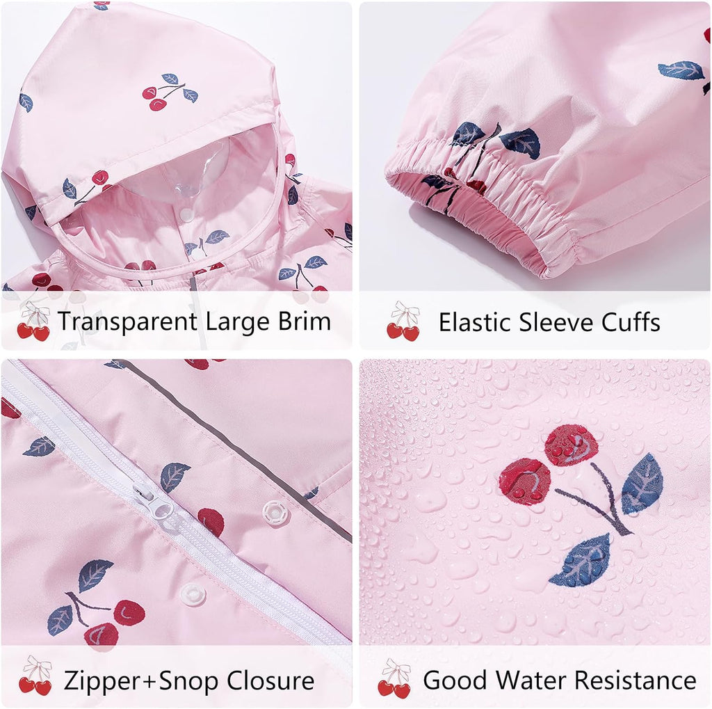 Toddler Kids Raincoat Boys Girls Rain Jacket Waterproof Rain Poncho Reusable Outwear Rainwear Rain Suit
