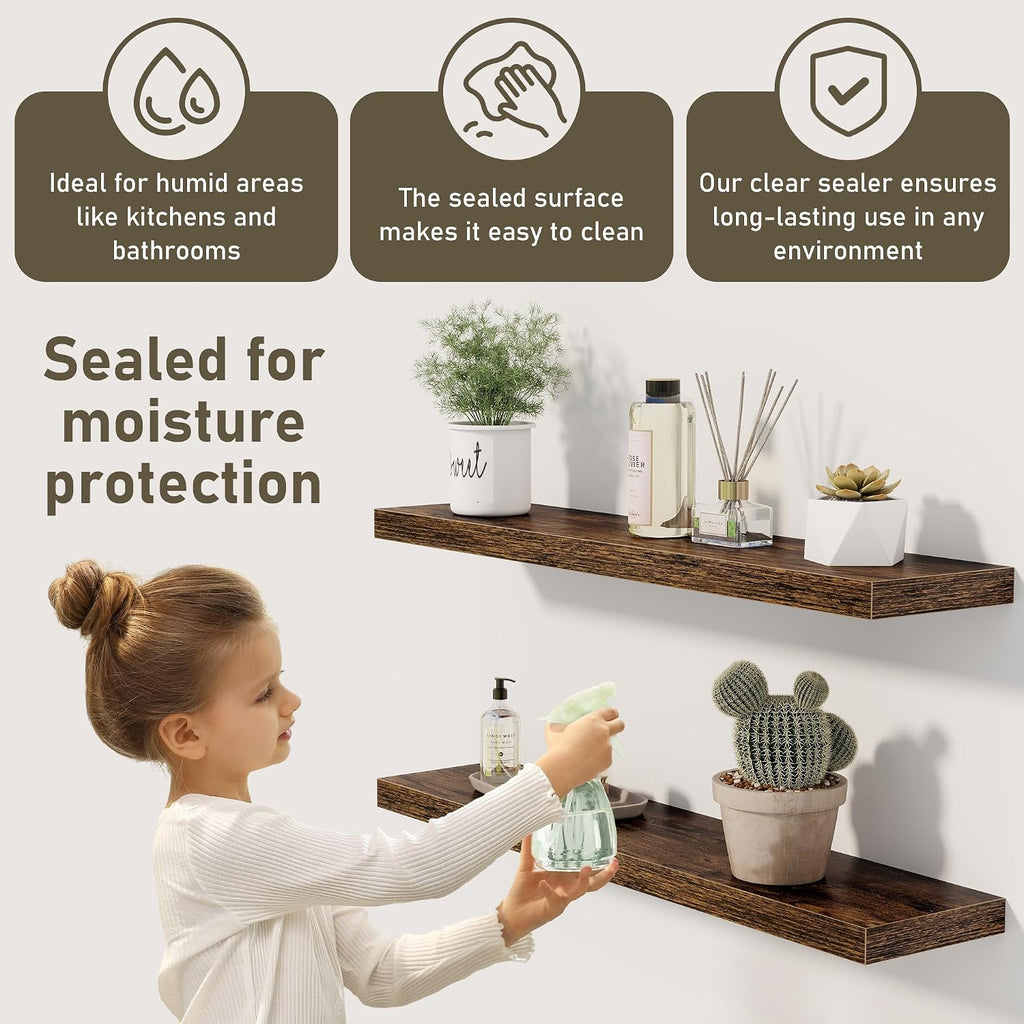 Floating Shelves Wall Shelf 24 inches Long, Farmhouse Bathroom Shelves Bedroom Kitchen Living Room Shelf Wall