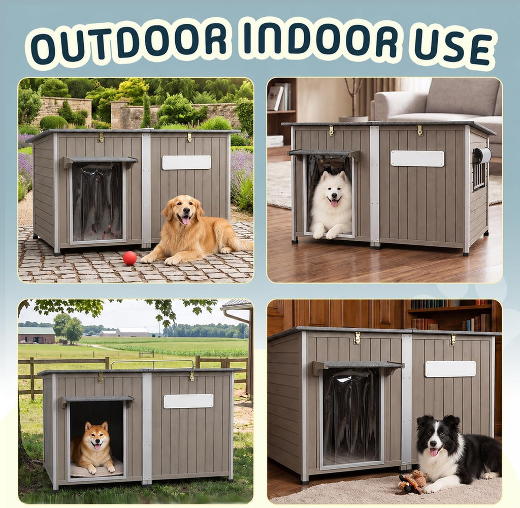 55" Extra Large Dog House Outdoor for Medium to Large Breeds, Weatherproof