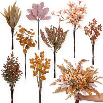 Kinds Artificial Greenery Stems Box Set for Fall Decor(Orange) - Set of 75