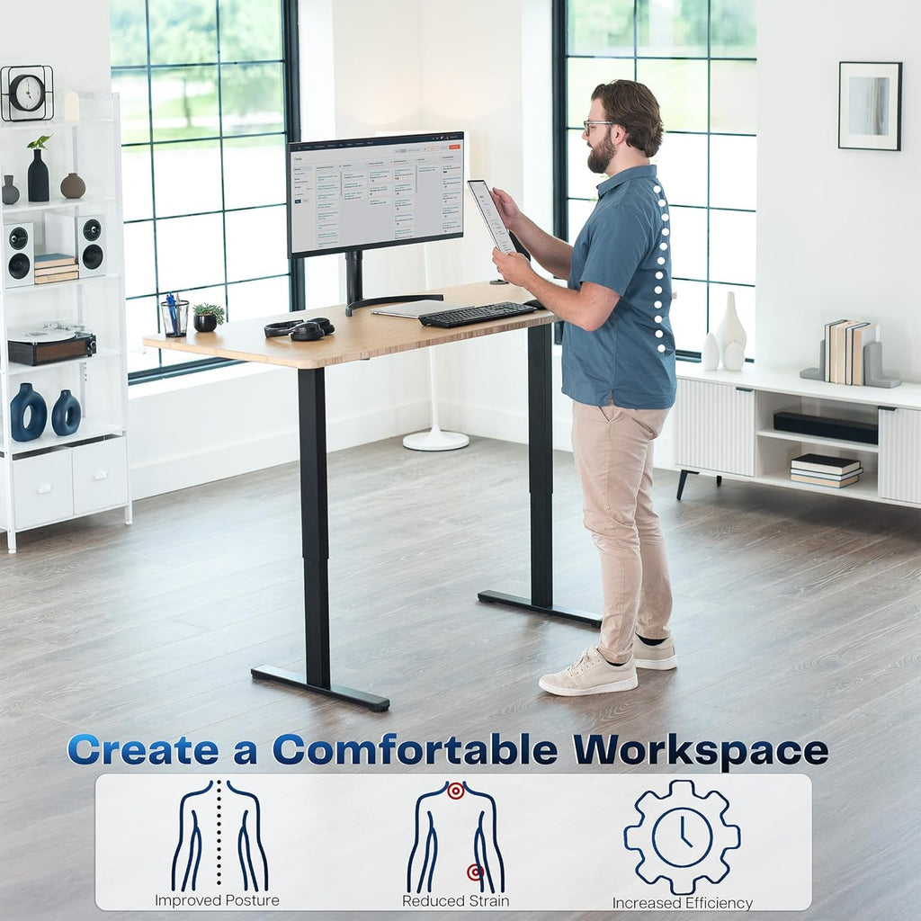 Heavy Duty Dual Motor Electric Sit Stand Desk Frame, 220 lbs Capacity up to 77" x 43" Tops, Memory Controller Height