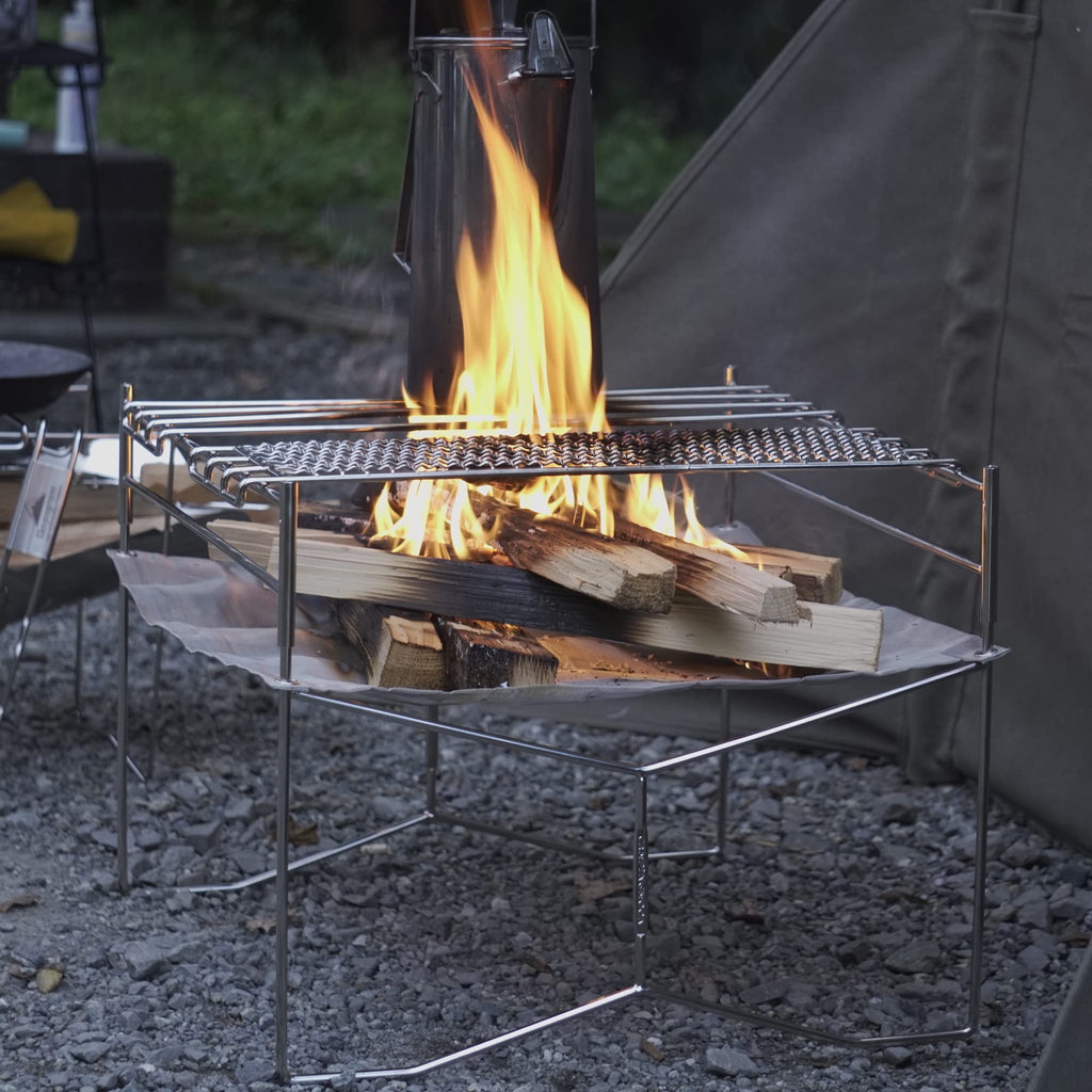 Portable Mesh Fire Pit with Cooking Grate