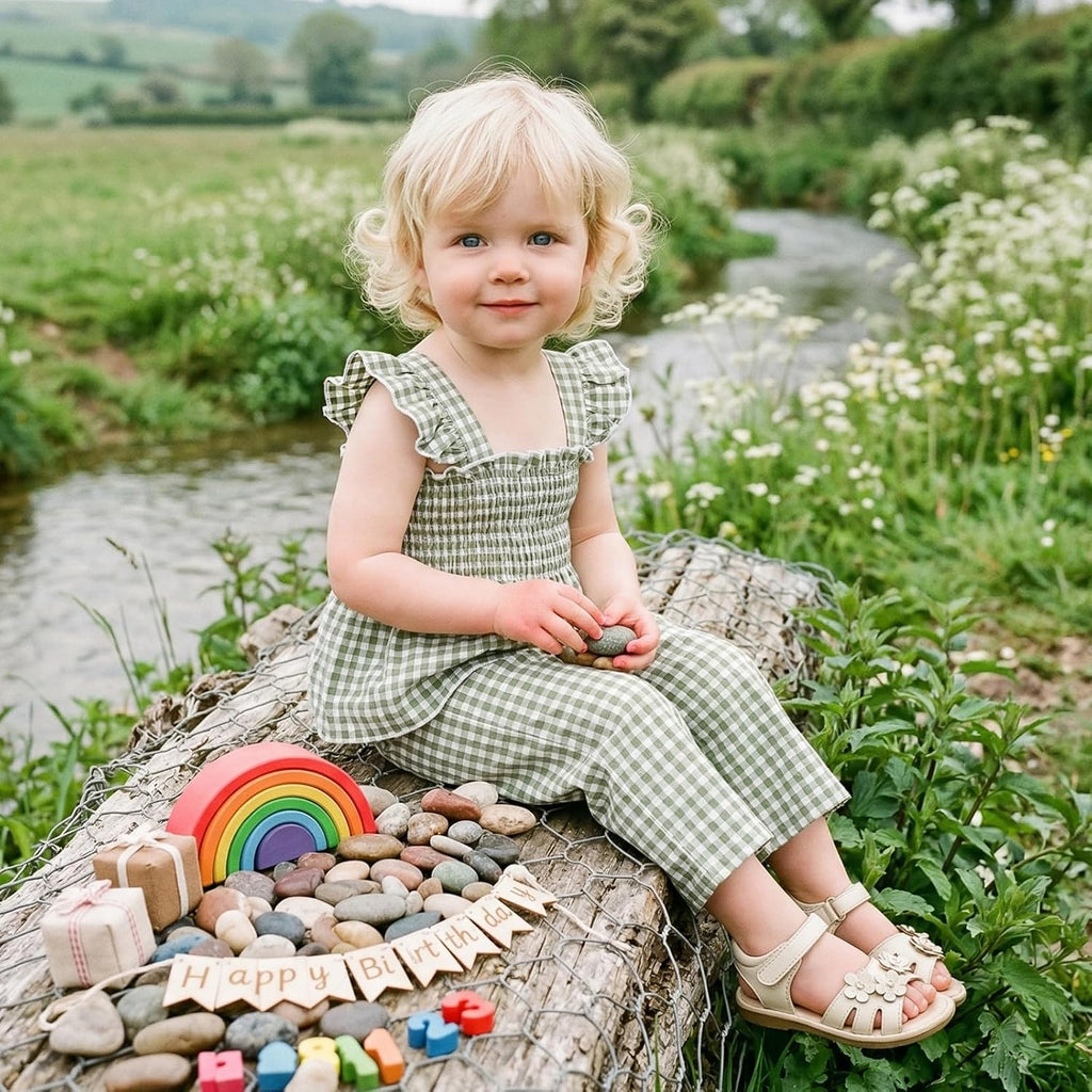Toddler Girl Summer Outfits Plaid Baby Dress Smocked Ruffle Strap Cami Tops Pants 2 Pcs Set
