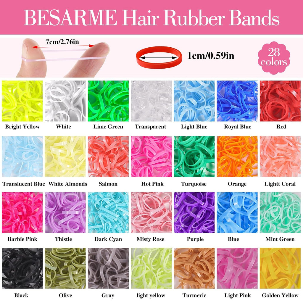 Hair Ties Accessories for Little Girls, 1500 Rubber Bands with 8 Hair Tools