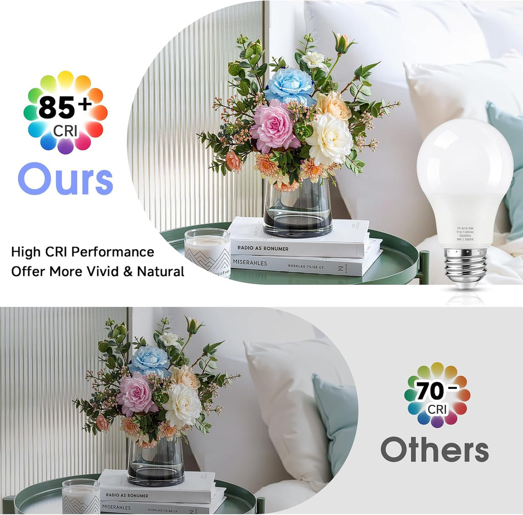 A19 LED Light Bulbs, 60W Equivalent 5000K Daylight White 6-Pack