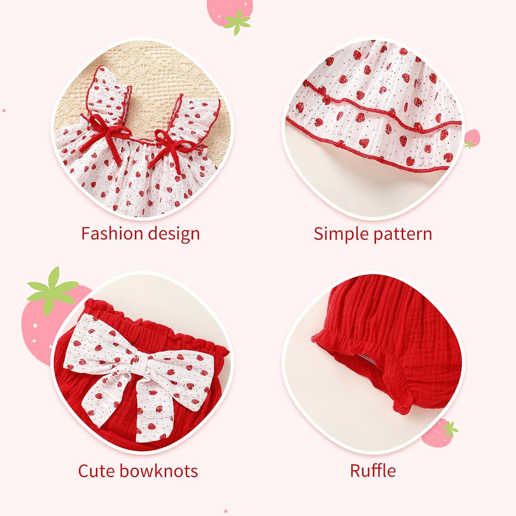 Baby Girl Clothes Infant Ruffle Tops Dress Shorts Set Bloomers Toddler Sleeveless Summer Outfits with Headband