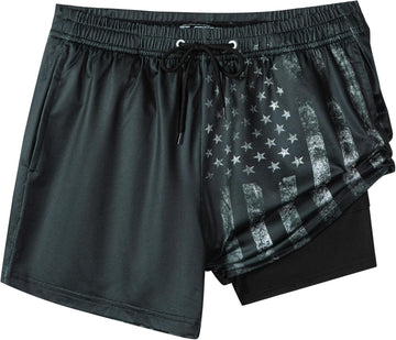 Boys Swim Trunks with Compression Liner Boys Stretch Swim Shorts Quick Dry 2 in 1 Beach Shorts