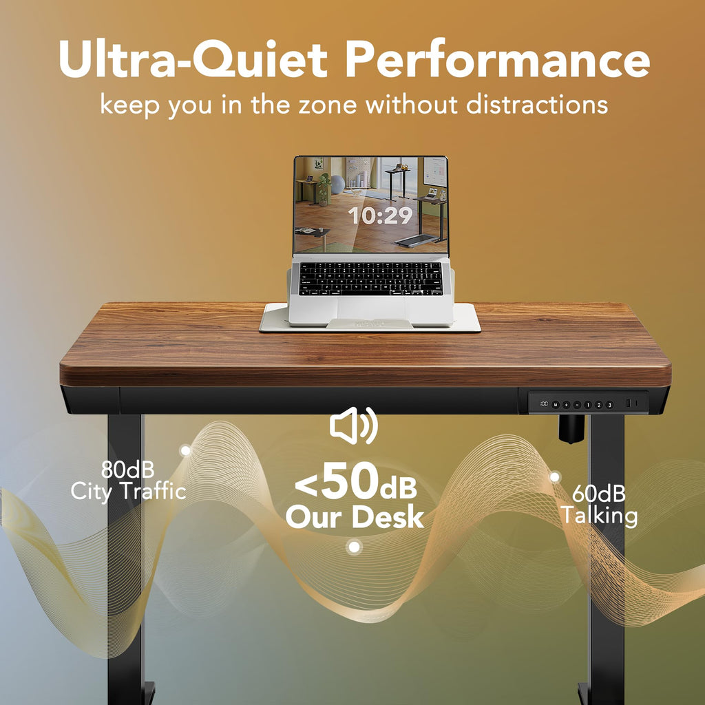 Electric Standing Desk with Drawers, 48 X 24 Inch Electric Adjustable Height Desk, Quick Install One-Piece Tabletop