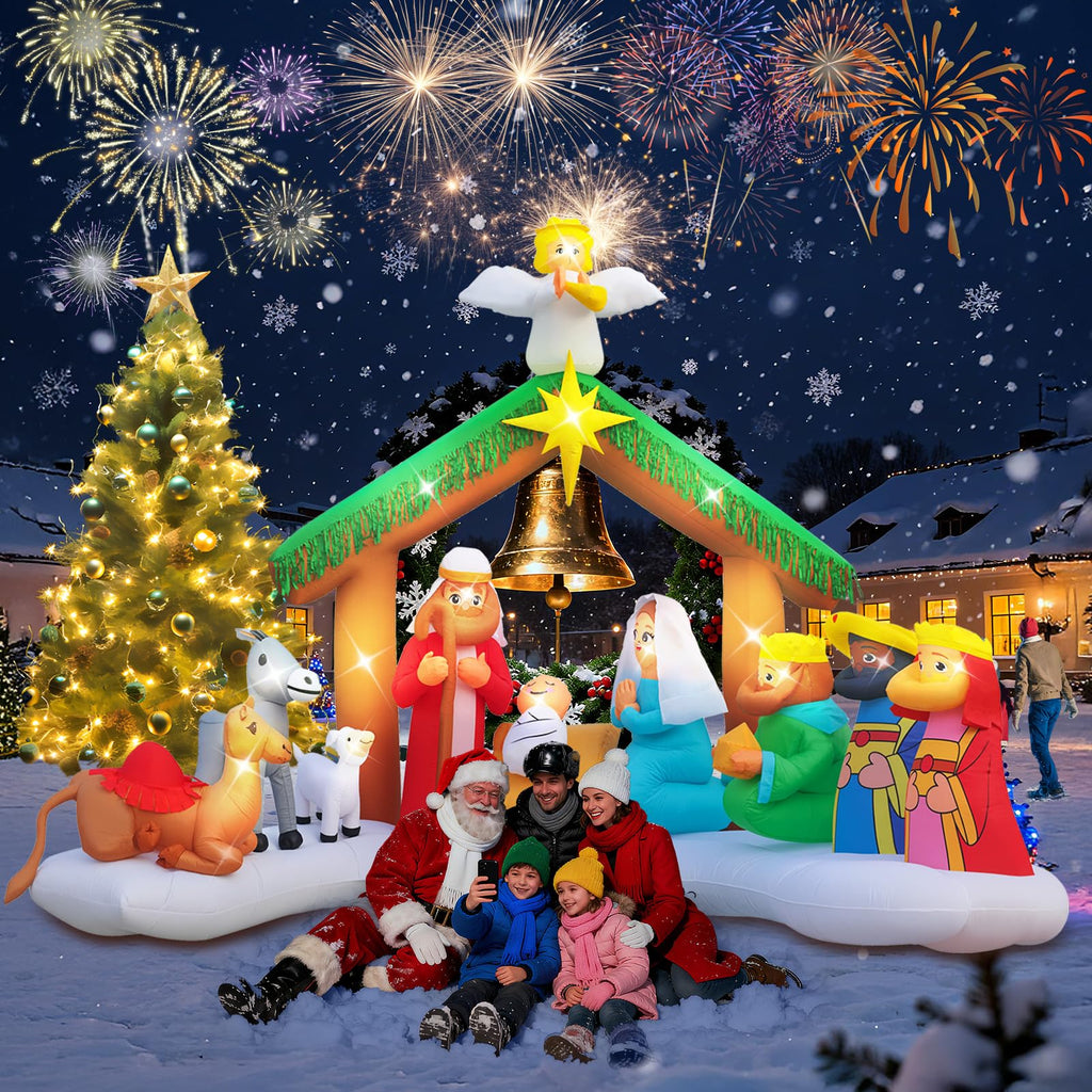 12FT Giant Christmas Inflatables Nativity Scene Outdoor Decorations
