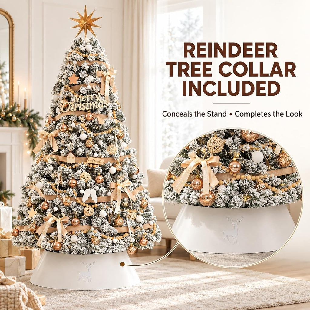 White Christmas Trees with Lights, Flocked Xmas Tree, Artificial Tree
