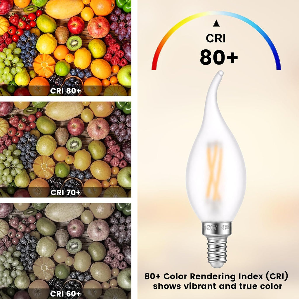 E12 LED Frosted Candelabra Light Bulbs, 40 Watt Equivalent 6 Pack