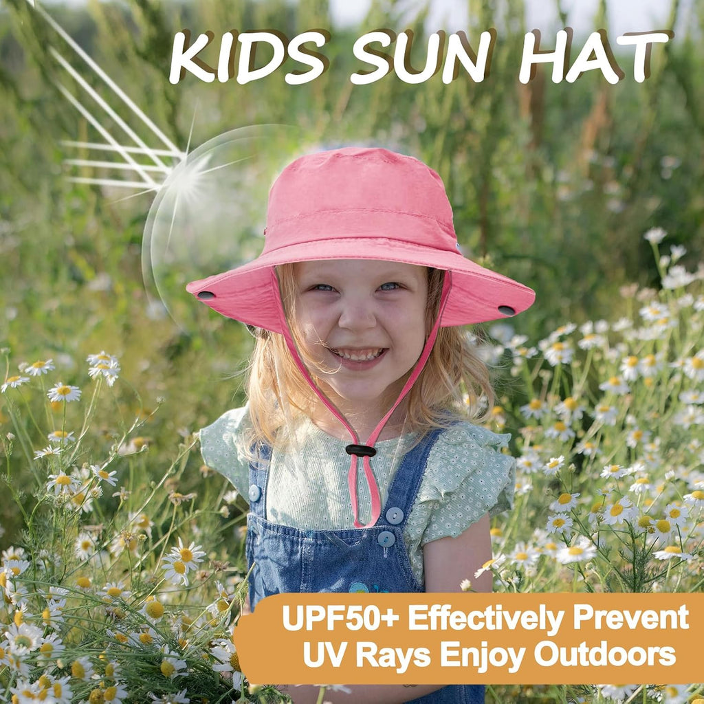 Kids Sun Hat UPF 50+ Quick Dry Bucket Safari Hat for Girls and Boys