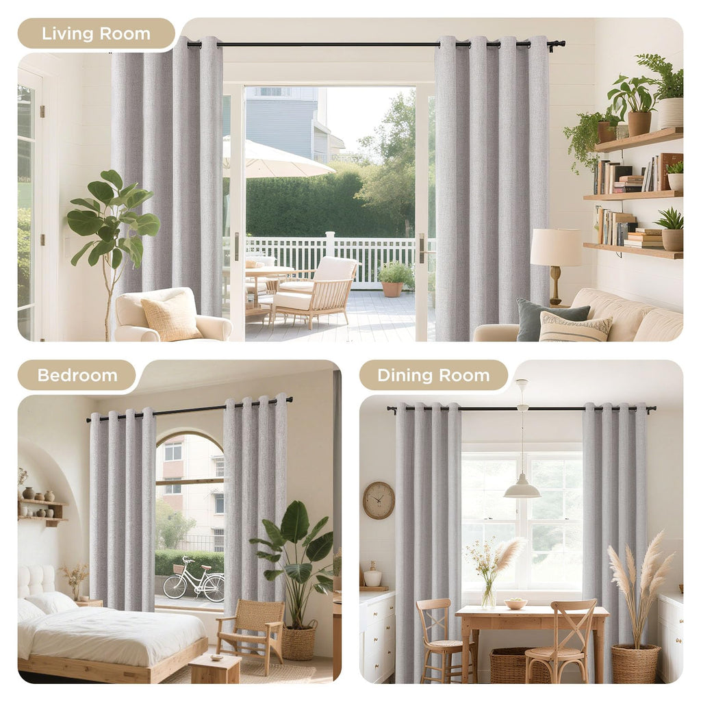 Blackout Curtains 96 Inches Long, Light Blocking Curtains 2 Panels with Grommets, Thermal Insulated, Noise Reducing