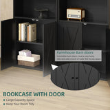 Bookshelf, Industrial Bookshelves and Bookcases with Doors Floor Standing 6 Shelf Display Storage Shelves 70.9 inches