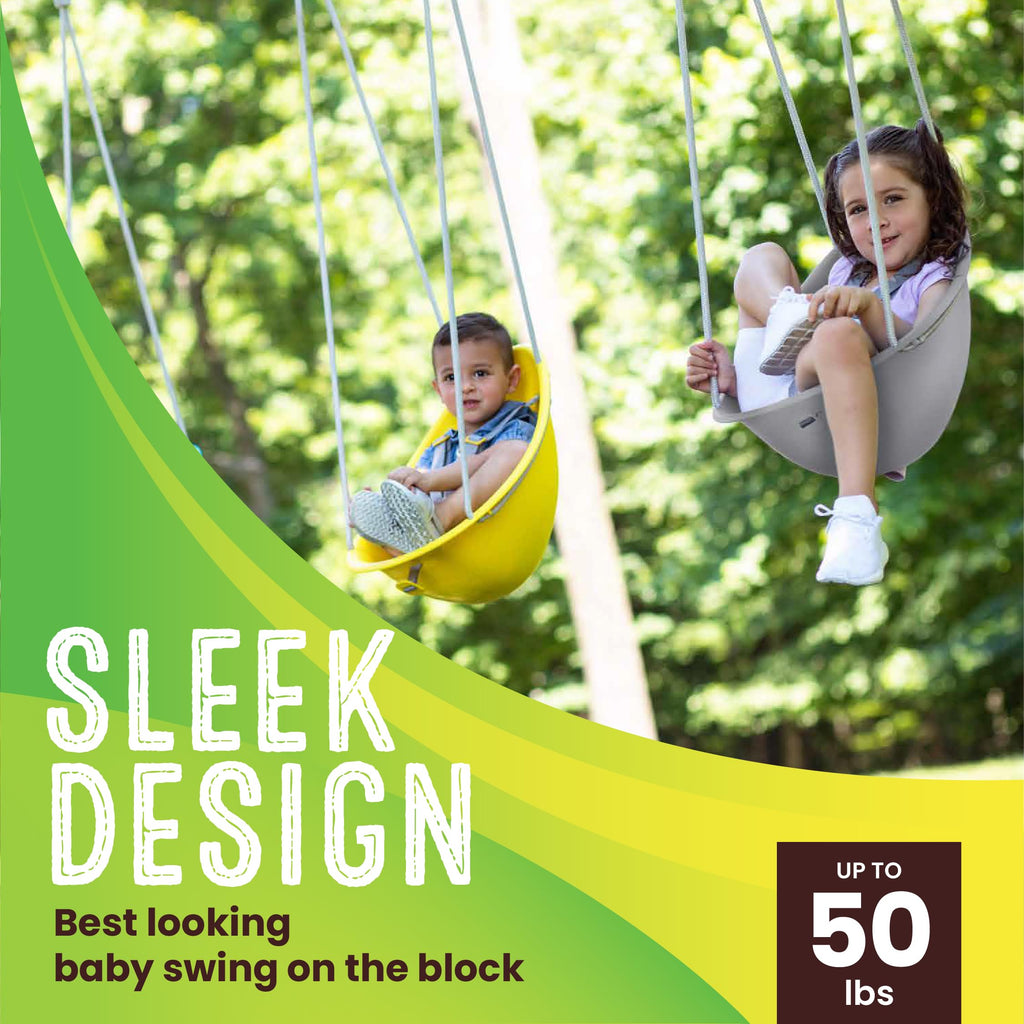 Coconut Toddler Swing - Comfy Baby Swing Outdoor, 3- Point Adjustable Safety Harness, Secure, Safe Quick Click