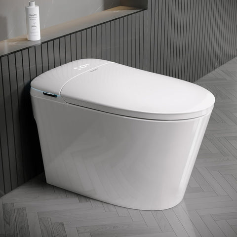 Smart Toilet with Foam Shield, Auto Open/Close Lid, Built-in Tank, 12" Rough In, Foot Sensor Flush, Warm Dryer