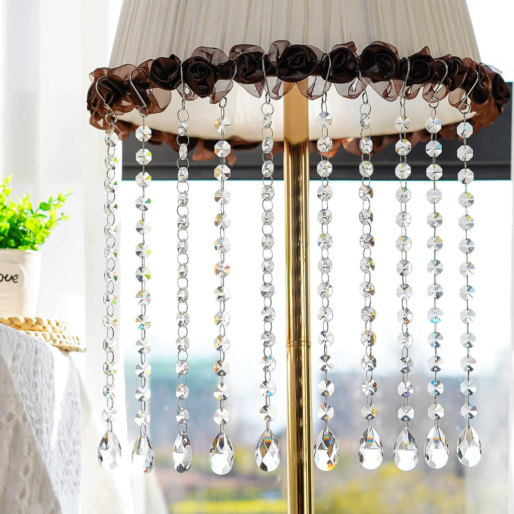 1ft 10pcs Teardrop Crystals Garland, Crystal Chandelier Replacement Pendant - Clear Crystal Teardrop Prisms