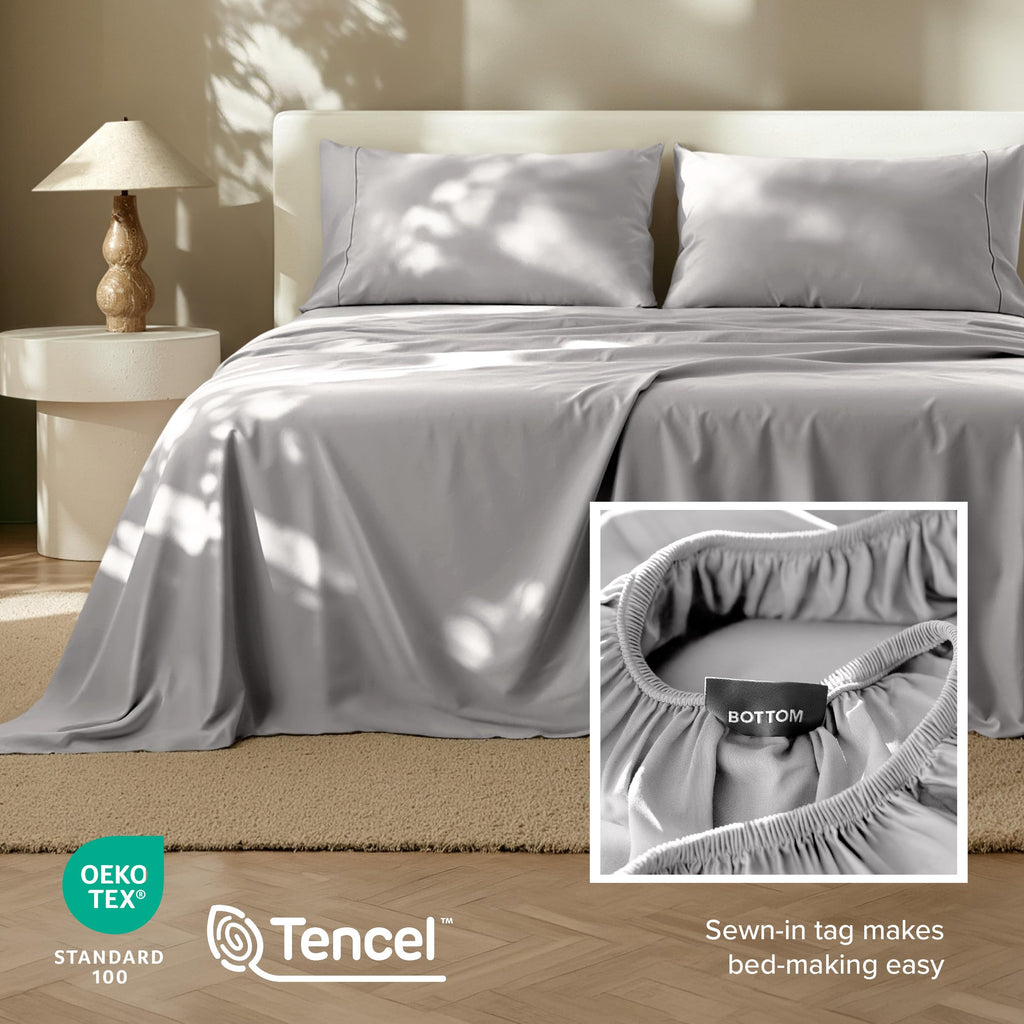 Lyocell Tencel Sheet Set (Full, Light Grey)