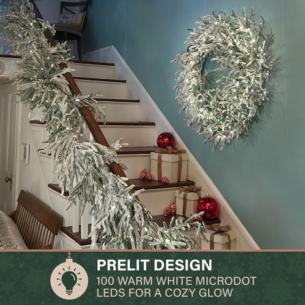 3-Ft Real Feel Artificial Wreath, Light Flocked