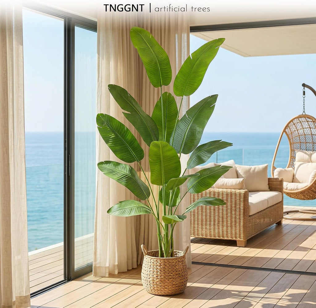 Bird of Paradise Plant:7FT Tall Fake Traveler's Palm Tree