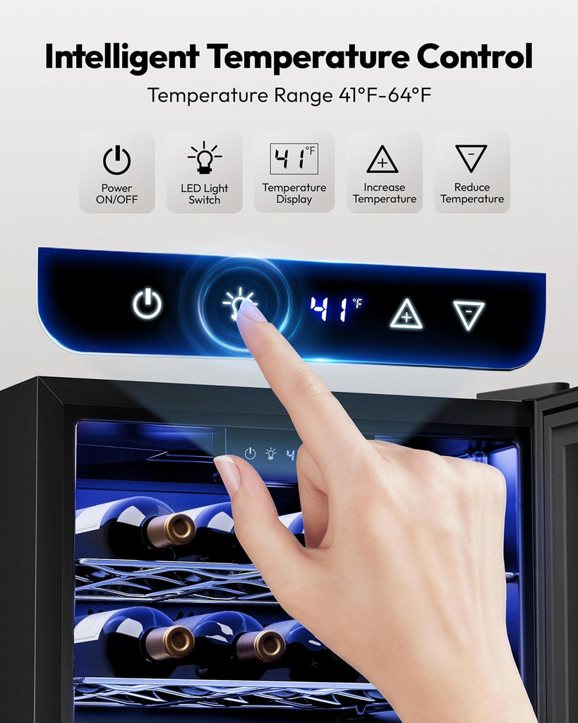 25 bottle Wine Cooler Refrigerator, Freestanding Compressor Wine Fridge with Adj