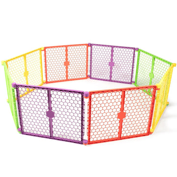 Safety 260" Super Wide Baby Gate & 8-Panel Playpen, 2-in-1 Convertible Baby Play Yard, Large Foldable Play Pen for