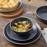 Lauren Modern Stoneware 16-piece Round Dinnerware Set, Plates and bowls Set, Dish set for 4, Charcoal
