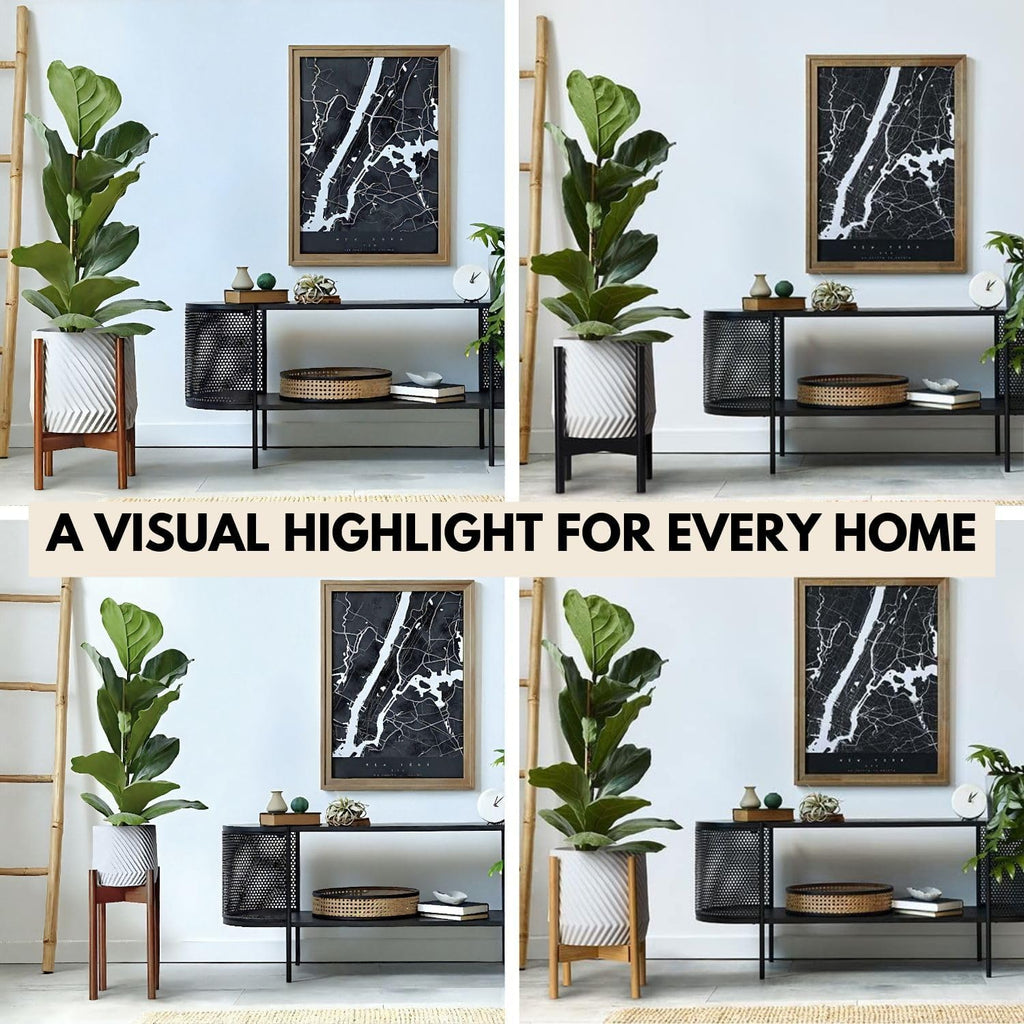 Mid Century Plant Stands for Indoor Planters, Acacia, 10 Inch | Plug In Design, Holds 175 lbs, Two High Options