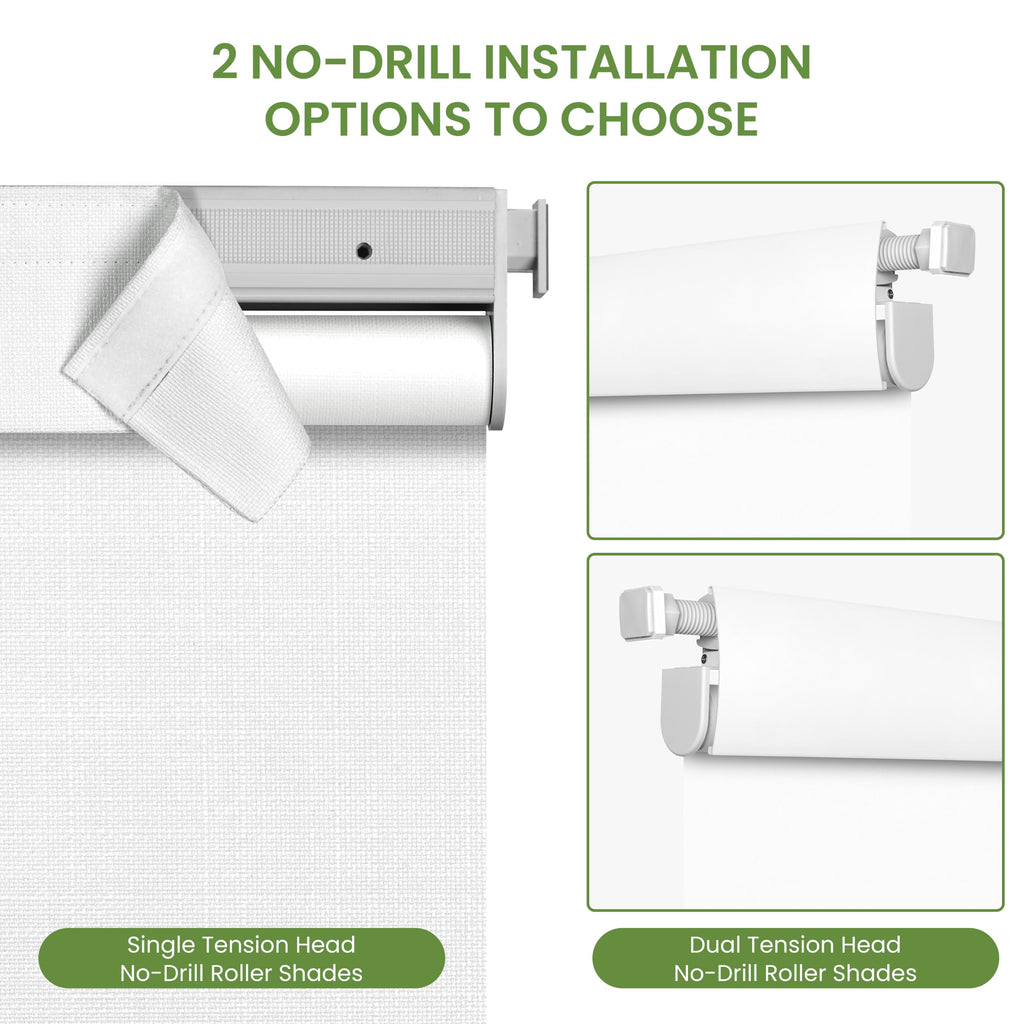 No Drill No Tools Blackout Roller Shades for Windows