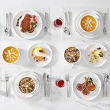 24 Pieces Porcelain Dinnerware Set, Modern White Dish Set for 8, Premium Serving Plates and Bowls Sets