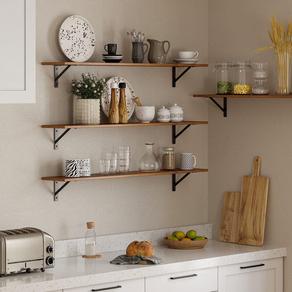 Long Wall Shelves, 47.3Inch Wooden Floating Shelves with Brackets
