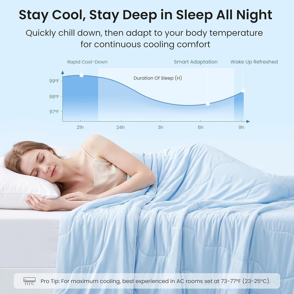 Cooling Comforter King Size, Double Sided Cooling Blankets for Hot Sleepers, Q-Max>0.4 Instant Cool-to-Touch, 2X