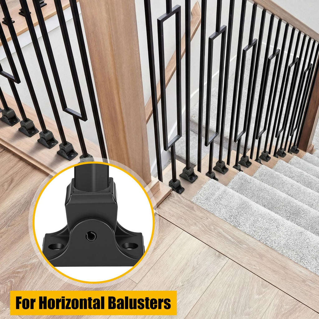 20 Sets 5/8" Round Iron Baluster Swivel Shoes 0-180 Degrees Rotation Staircases Baluster Connectors Hardware Shoes