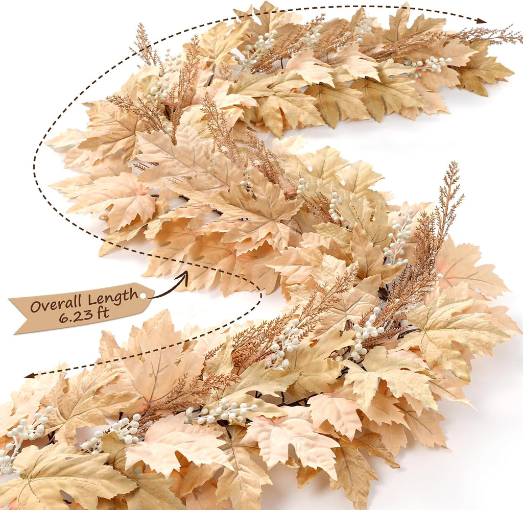 Fall Decorations, 6Ft Artificial Berry Cypress Leaves Fall Garland - Set of 6