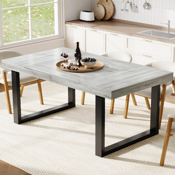 Farmhouse Dining Table 71", Rustic Kitchen Table for 6-8, Grey