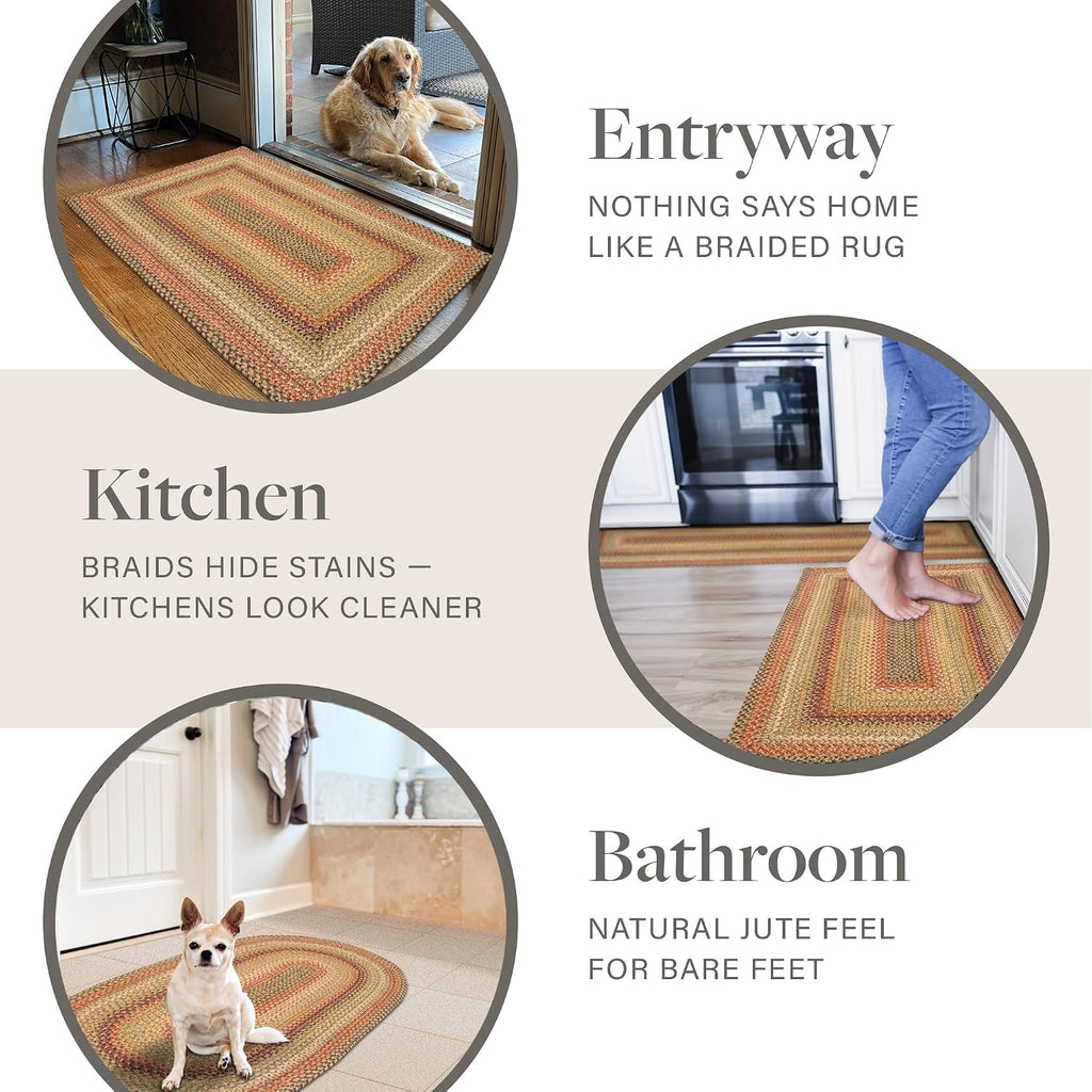 Kingston Oval Braided Rugs 20x30 - A Jute Braided Multi Colored Rug to Use, and Bathroom