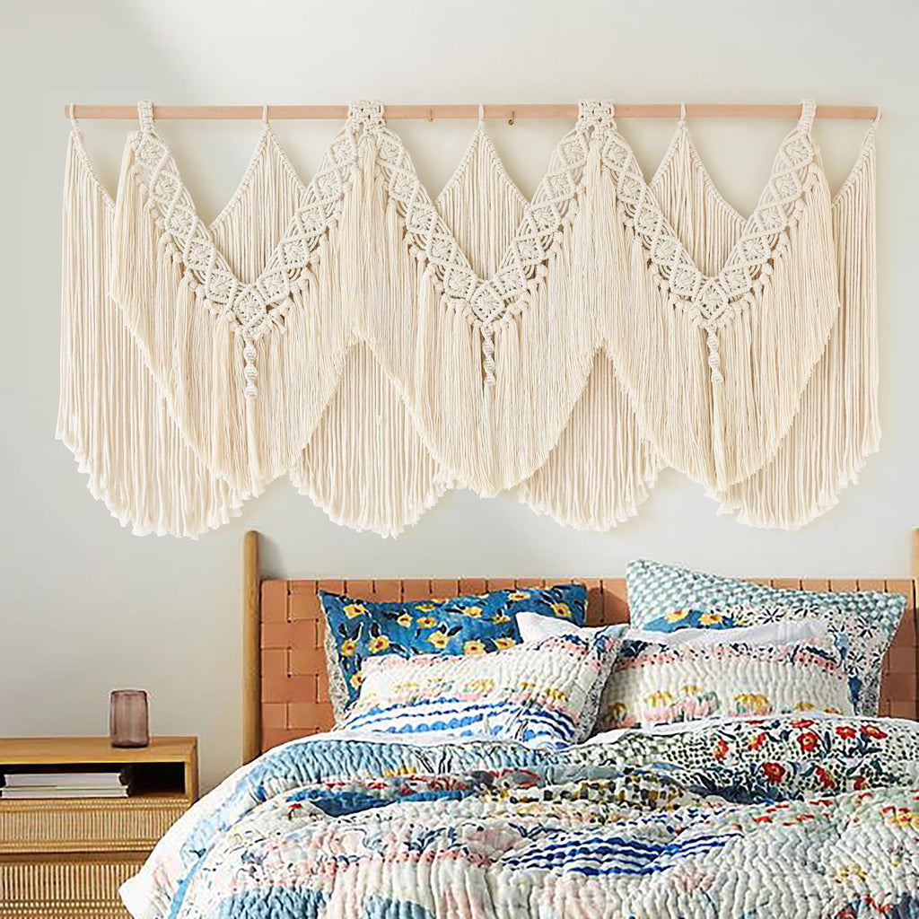 Macrame Wall Hanging Wedding Hanger Tassel Knotting Boho Decor 47"W*25"L