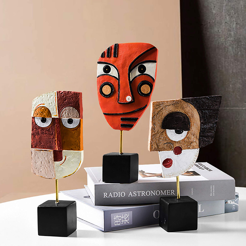 Wink - Handcrafted Statues Resin Abstract Sculpture Decor Modern, African Art Tribal Figurines Decorations Items