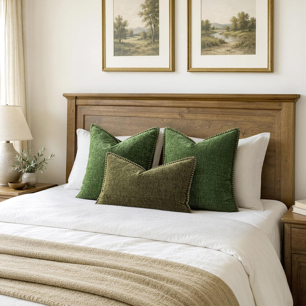 Christmas Decorative Throw Pillow Covers 16x16 Inch Forest Green
