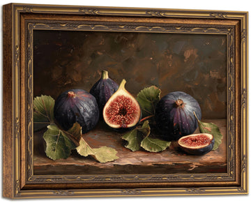 Vintage Gold Framed Fig Fruit Still Life Canvas Wall Art 12x16in